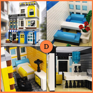 City Street View Building Blocks - CAFE Shop Garden Hotel Restaurant Store