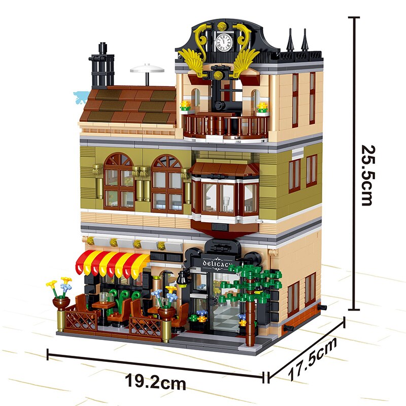 City Street View Building Blocks - CAFE Shop Garden Hotel Restaurant Store